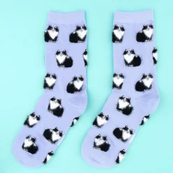 Coucou Suzette Black & White Cat Socks* Cotton Socks