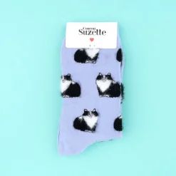 Coucou Suzette Black & White Cat Socks* Cotton Socks