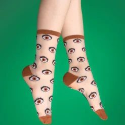 Coucou Suzette Eye Sheer Socks - Brown* Sheer Socks