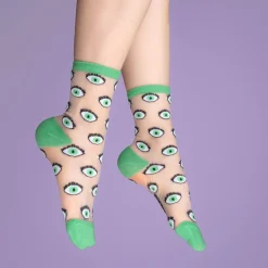 Coucou Suzette Eye Sheer Socks - Green* Sheer Socks