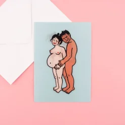 Coucou Suzette Pregnancy Postcard - White Mom Black Dad* Stationery